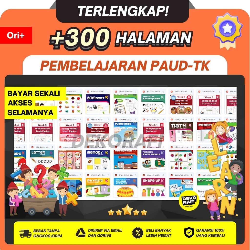

PAKET PEMBELAJARAN ANAK PAUD TK KIDS Buku Edukasi Anak Lembar Ebook Worksheet Workbook Aktivitas