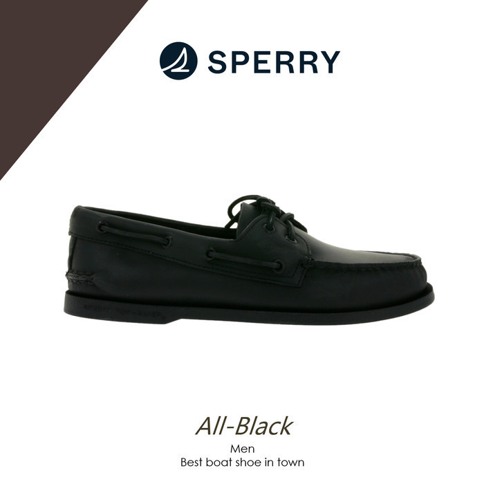 PROMO Sepatu Boatshoe Sperry Top-sider All Black Original - 43 TERMURAH