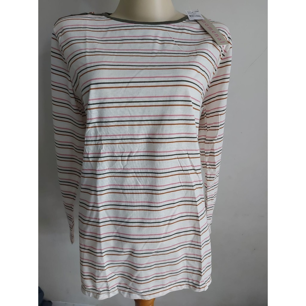 S/-Kaos wanita-Blouse wanita/PH3NOMEN4L- Lengan Panjang/PINK-GARIS2/2024