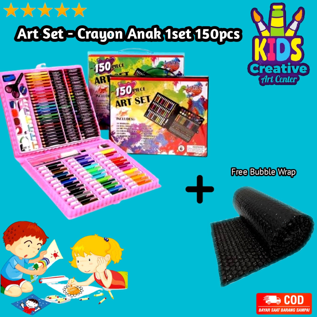 

Crayon Anak Set 150 pcs Set Spidol Alat Menggambar Mewarnai Pensil Krayon Set Art Colouring Free Bubble Wrap / Y N