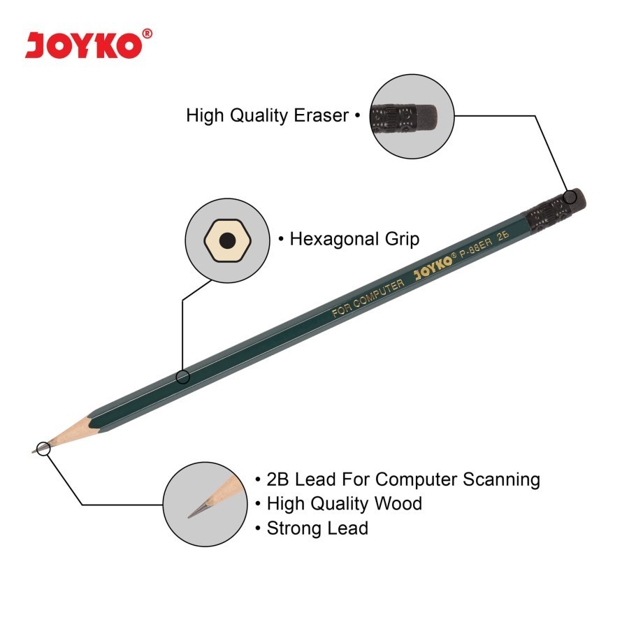 

[RP] (1 PCS) Pencil | Pensil Joyko 2B dengan Penghapus P-88ER