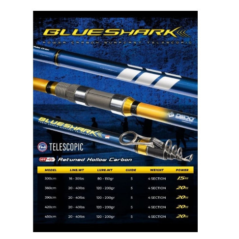 JORAN DAIDO BLUE SHARK POWER CARBON SURFCAST TELESCOPIC RING FUJI - SAHABAT FISHING - 3,9 M