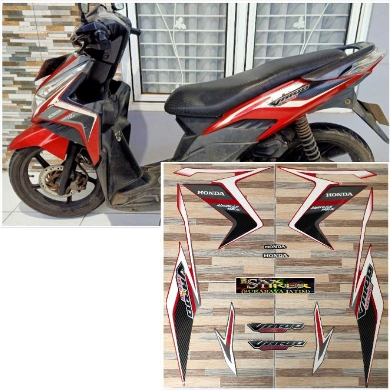 striping original Honda Vario techno 110 merah tahun 2011