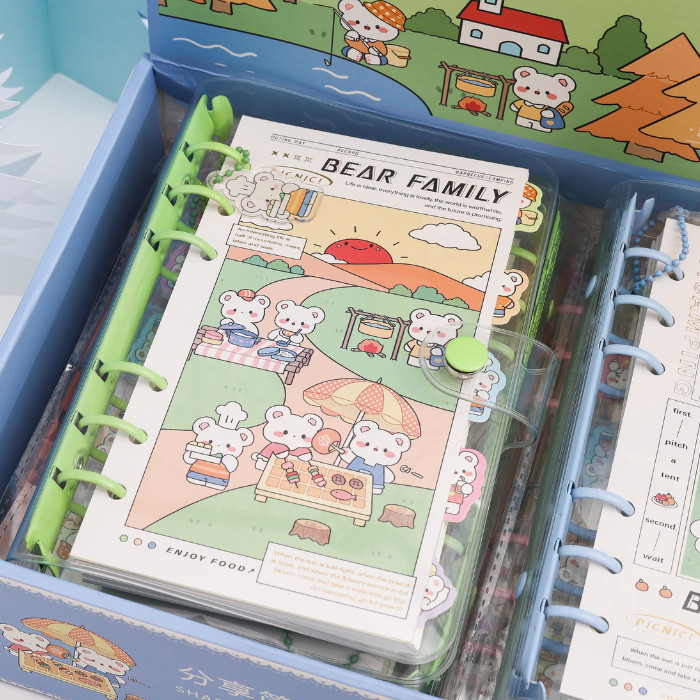 

Notebook Ring Motif Bear Family Diary Kancing Binder Ring 48K - 7167