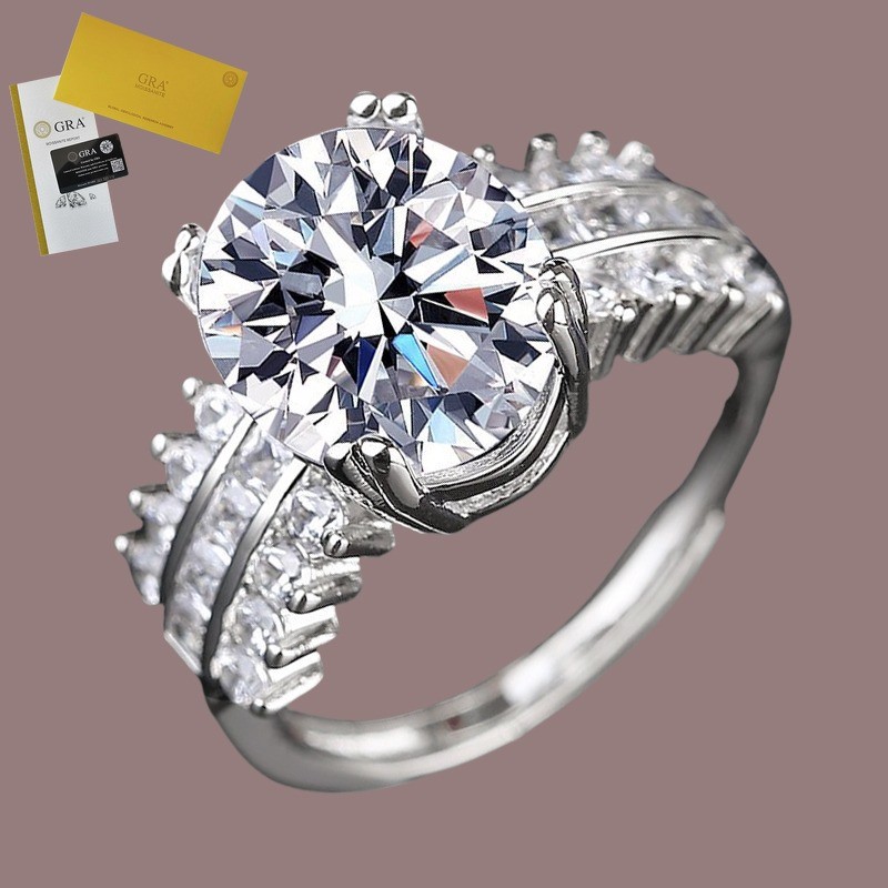 Termasuk Sertifikat GRA Romantis Lace Moissanite 5 Carat Cincin Pernikahan Wanita