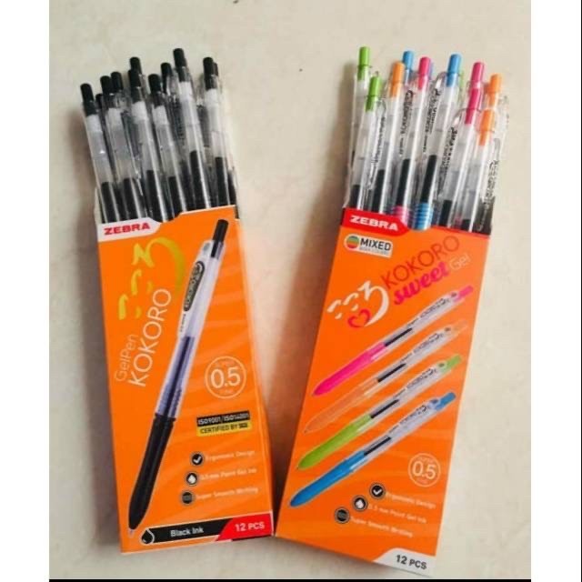 

( 4 pcs ) Pulpen Gel Kokoro / Zebra Kokoro Hitam & Kokoro Sweet 0,5mm