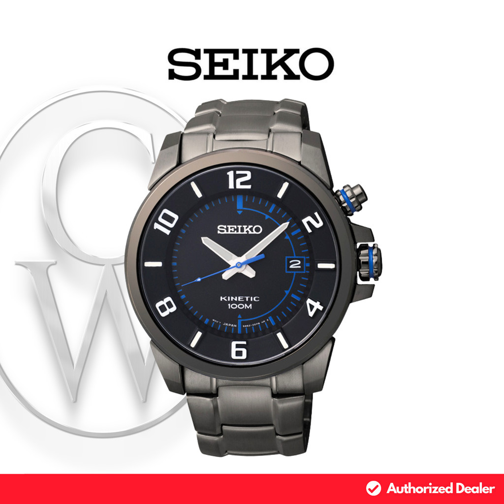Jam Tangan Pria Seiko Kinetic SKA555P1 Rantai Minimalis Simple Hitam