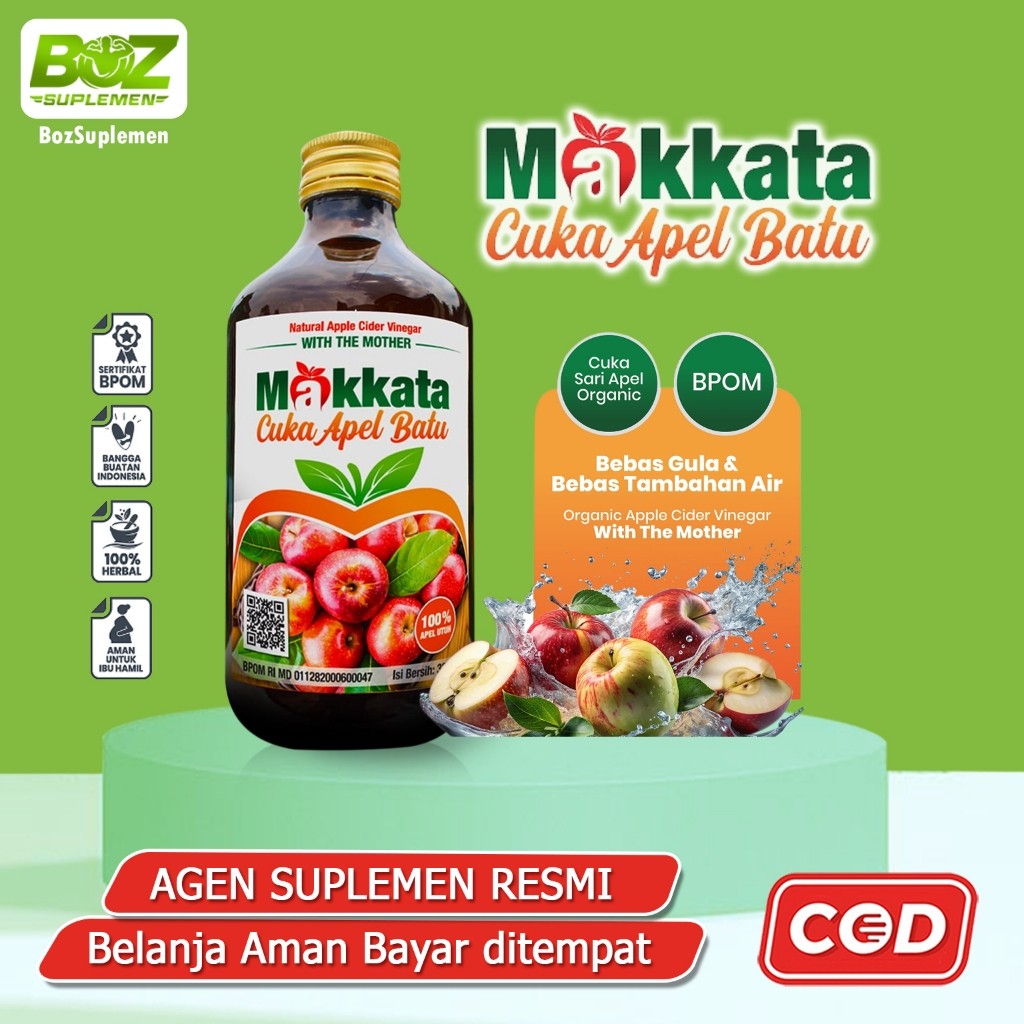 

CUKA APEL Batu Malang MAKKATA Organic Apple Cider Vinegar Original 100% APEL UTUH