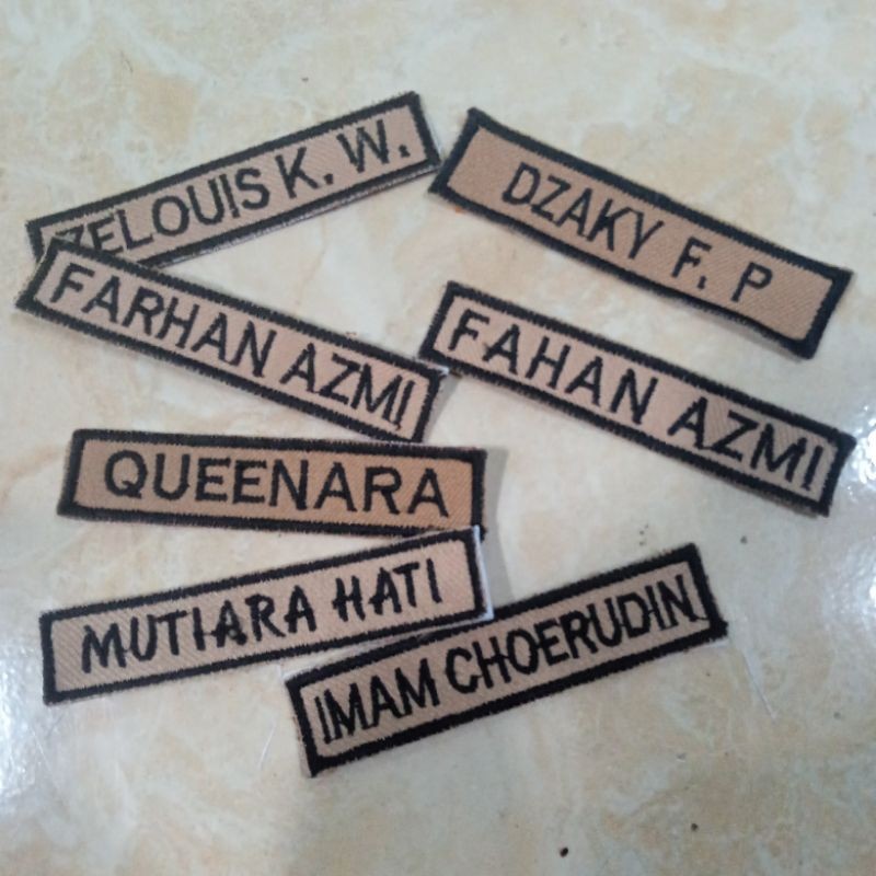 Bordir bet bordir nama seragam sekolah Pramuka badge emblem