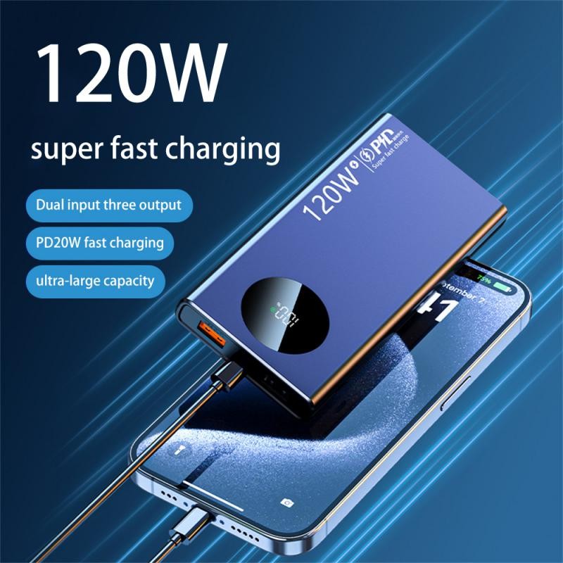 

120w Super Fast Charging 10000mAh Power Bank Ultralarge Capacity For Mobile Power External Battery For Iphone Xiaomi Samsung New