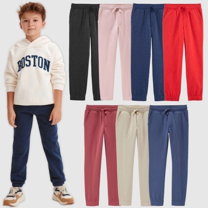 ✨READY✨ -Celana Jogger anak laki laki perempuan unisex branded - Navy, 4T