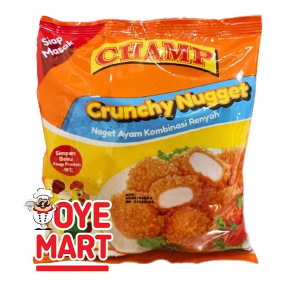 

CHAMP CRUNCHY NUGGET 225GR/NAGET AYAM KOMBINASI/FROZEN FOOD