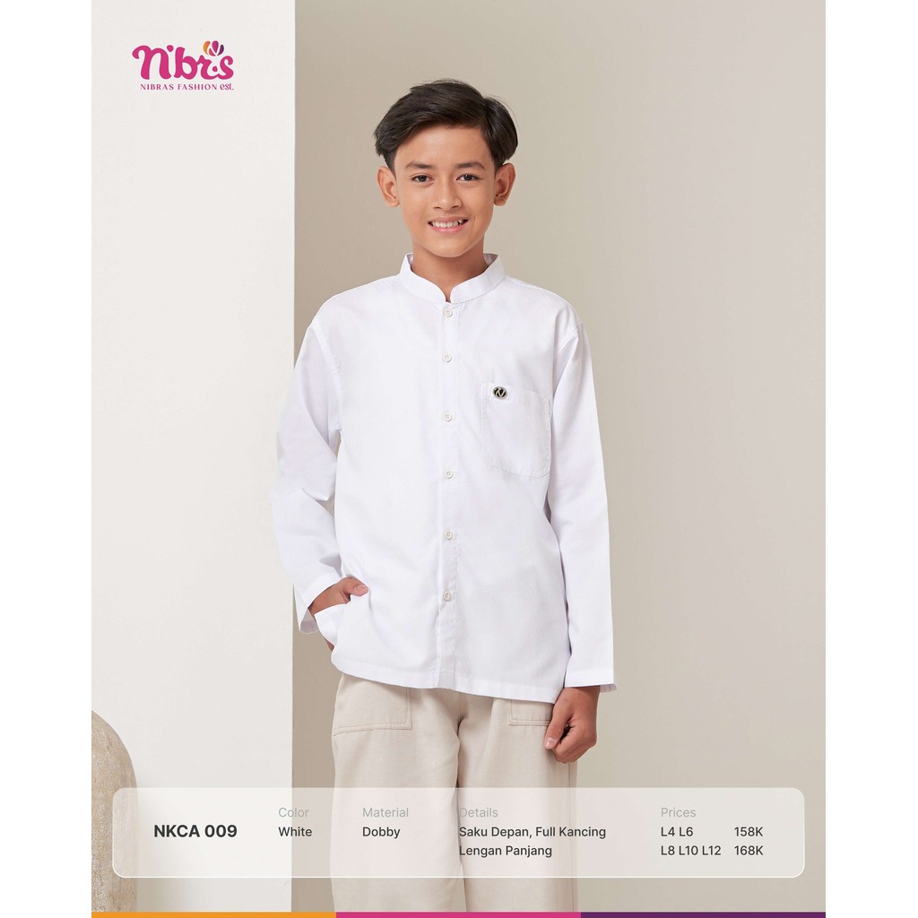 Nibras Baju Koko Anak Lengan Panjang Nkca 009 Baju Polos Muslim Putih/ Koko Anak Warna Putih