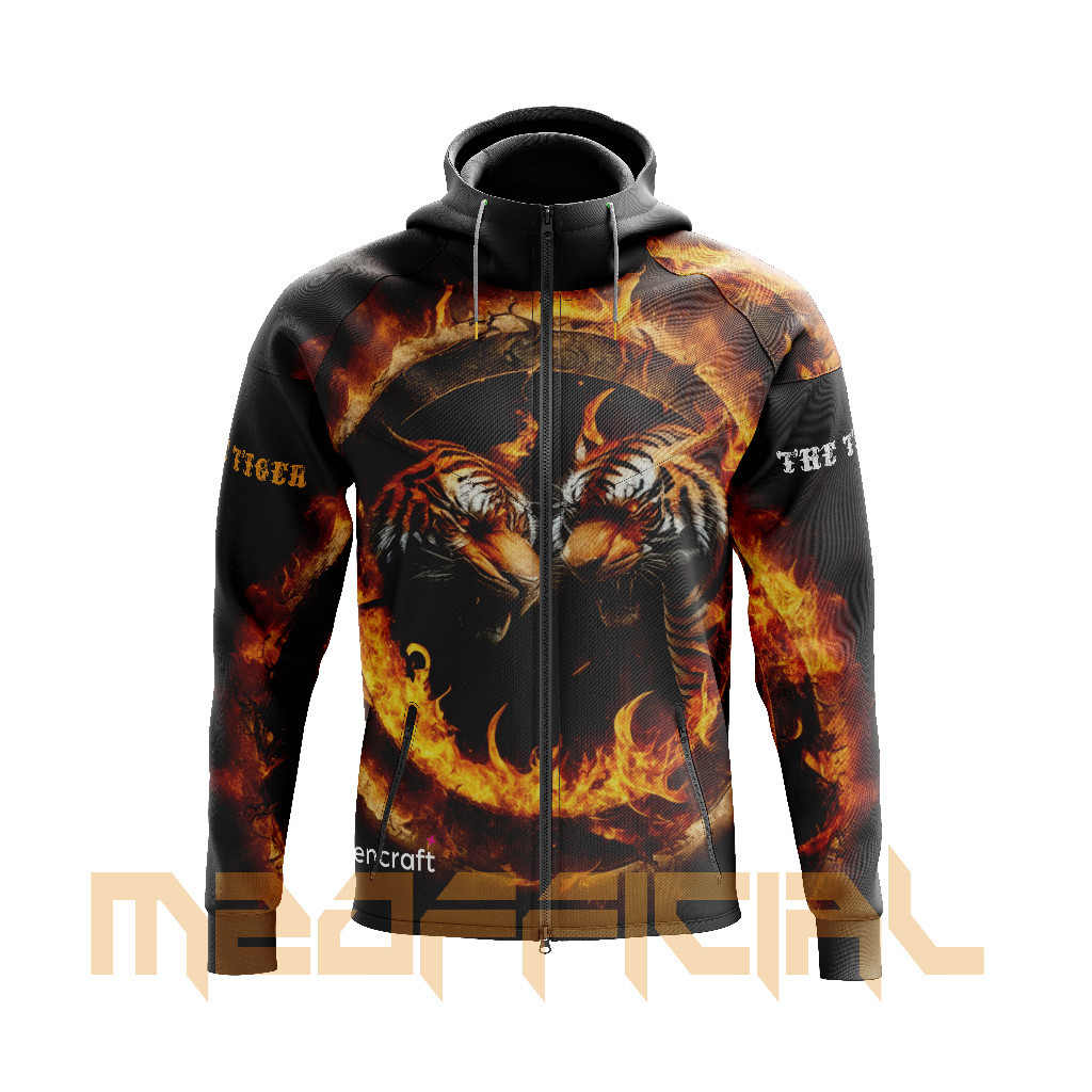 jaket hoodie PRIA TERBARU / jaket macan / jaket full print / BISA CUSTOM NAMA DAN LOGO