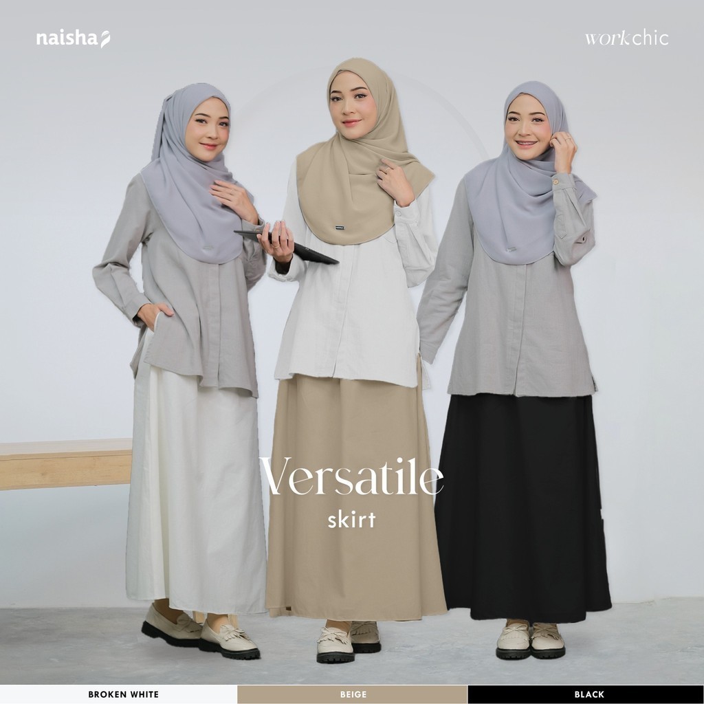 Naisha WorkChic - Versatile Skirt (Rok) | Rok Panjang Wanita | Rok Katun Linen | Rok Model A