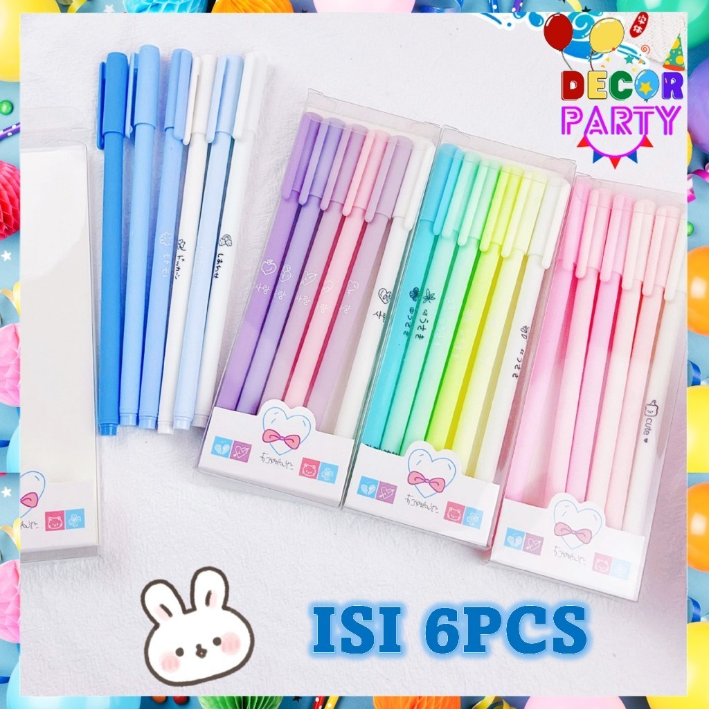 

DP Set 6 Pcs Pena Gel 0.5mm Warna Pastel 1 Set Pen Gel Aesthetic Pulpen Gel 6IN1 Warna Gradasi Pena Gel Set Morandi Color Bolpoint Tinta Gel Cair 6 Pcs Journaling Pen Alat Tulis Kantor Sekolah Lucu