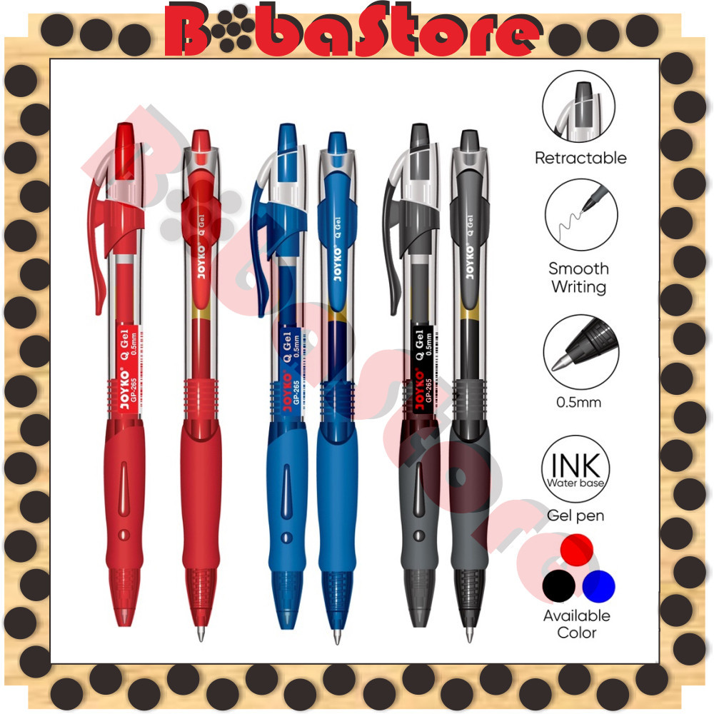 

⭐Bobastore⭐ GEL PEN JOYKO GP-265 Q GEL BOLPEN PULPEN BULLET TIP MURAH BLACK HITAM GP 265 PENA 0.5 MM MERAH BIRU GP265Q S059