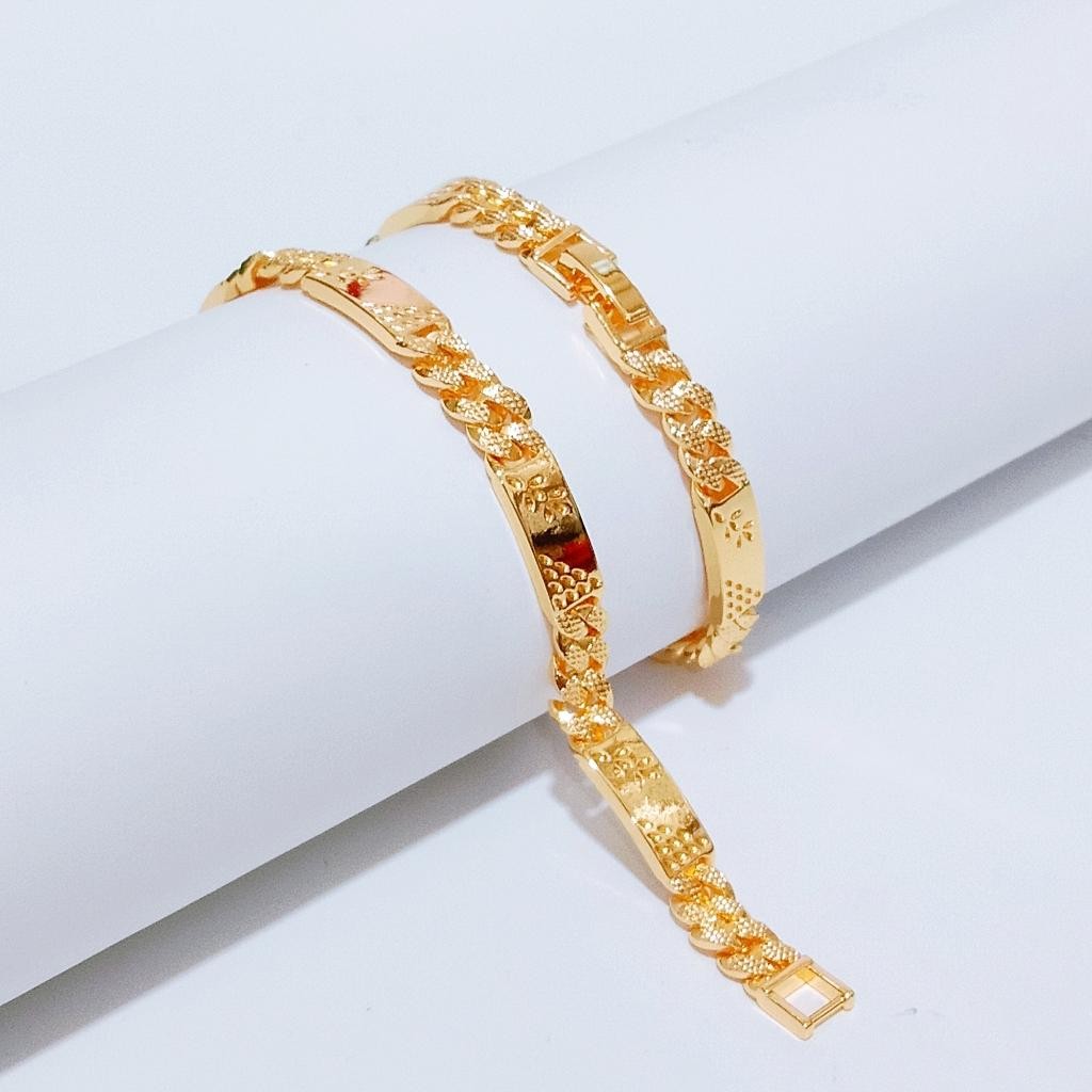 Gelang Rantai Plat Gold Gelang Tangan titanium Emas Kulit Bracelets