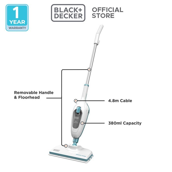 Black+Decker Steam Mop Cleaner Pel Uap 1300W FSMH13E5-B1
