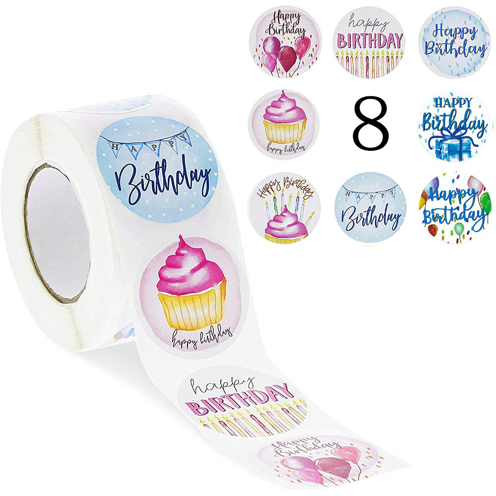 

100-500pcs Birthday Gift Decoration Tag Cute Happy Birthday Stickers Sealing Label Kids toys Gift Package Scrapbooking Stickers