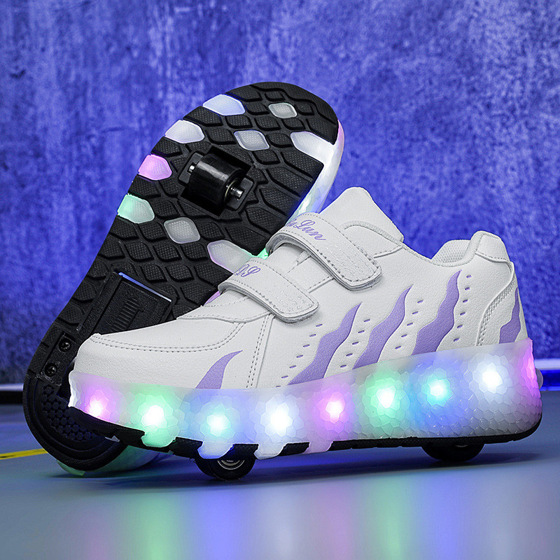 Shoe With 2 Removable Wheels LED Rechargeable Skates Child Speed Skate For Girl And Boy Sneakers Ska