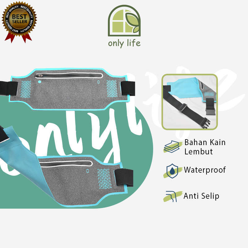 OnlyLife Sangat tipis Tas Pinggang Olahraga Tas Ponsel Lari Peralatan Luar Ruangan Pria dan Wanita T