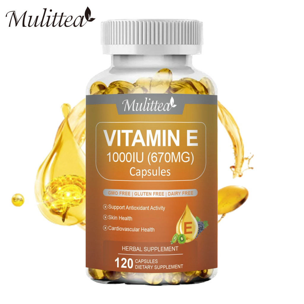 Mulittea Vitamin E 1000 IU Antioxidant Supplements for Skin, Face, & Immune Health 120pcs Suplemen A