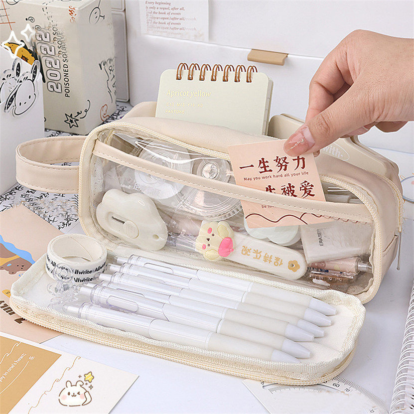 

Transparent Pencil Case Trousse Portable Pencil Box Kawaii Fournitures Scolaire Waterproof School Pen Case Papeterie Japonaise
