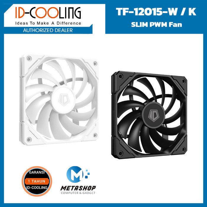 ID-COOLING TF-12015-W WHITE TF-12015-K BLACK 120mm x 15mm SLIM PWM Fan Kipas Case IDCOOLING