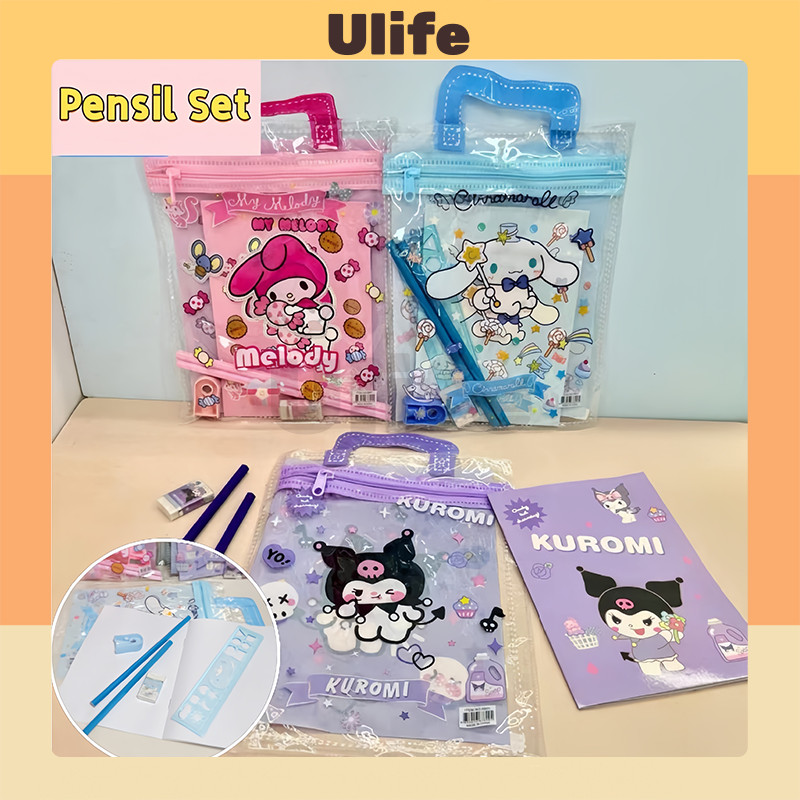 

Alat Tulis Set 6 in 1 Karakter Kuromi Lucu Pouch Set Stationery Hadiah Anak Sanrio Alat Tulis Set Kotak Pensil Karakter Kuromi