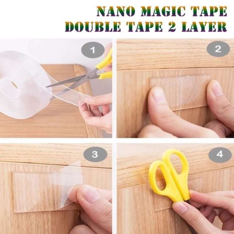 

Double Tape Tip Lem Isolasi Lakban Selotip Magic Gel Bening Transparan