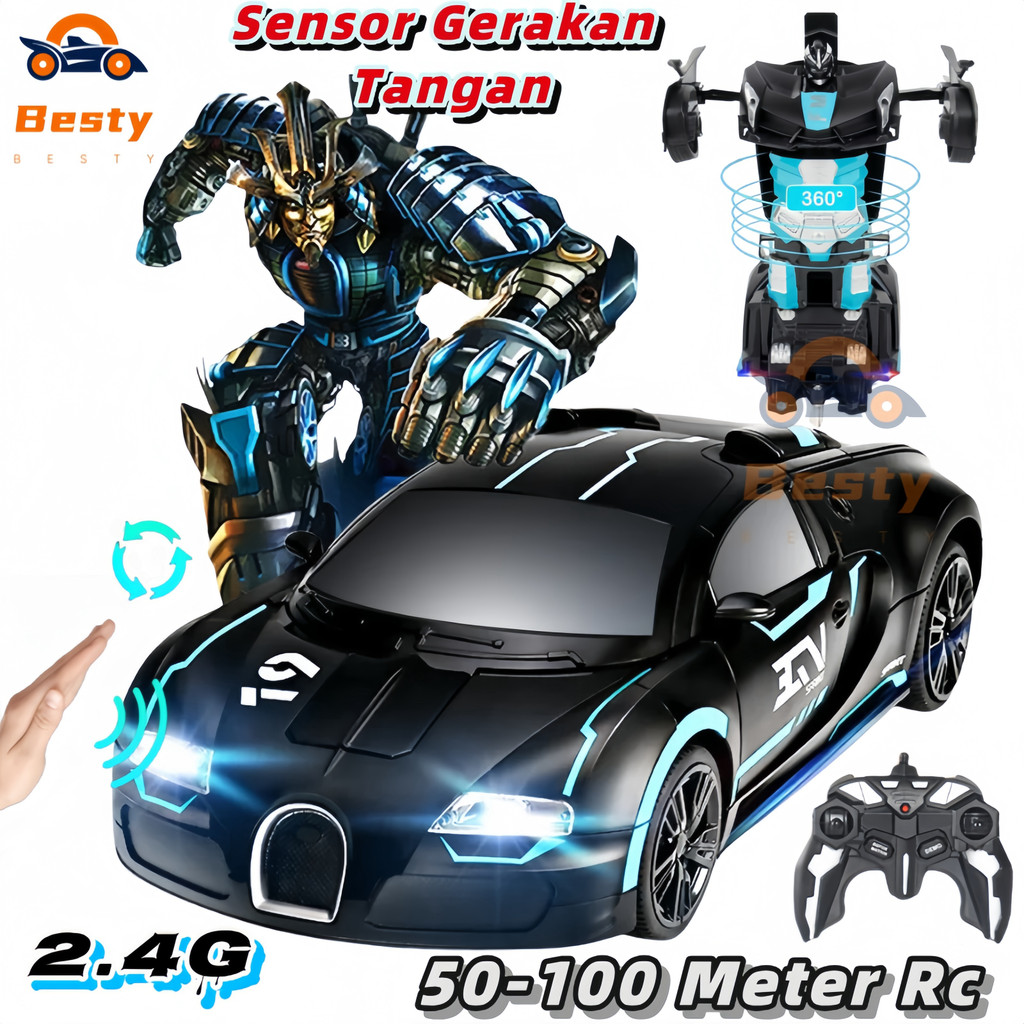 Besty 2.4G Rc Mobil Remote Transformable Robot 1:14 Sport Car Robot Mobil Remote Control Besar Maina