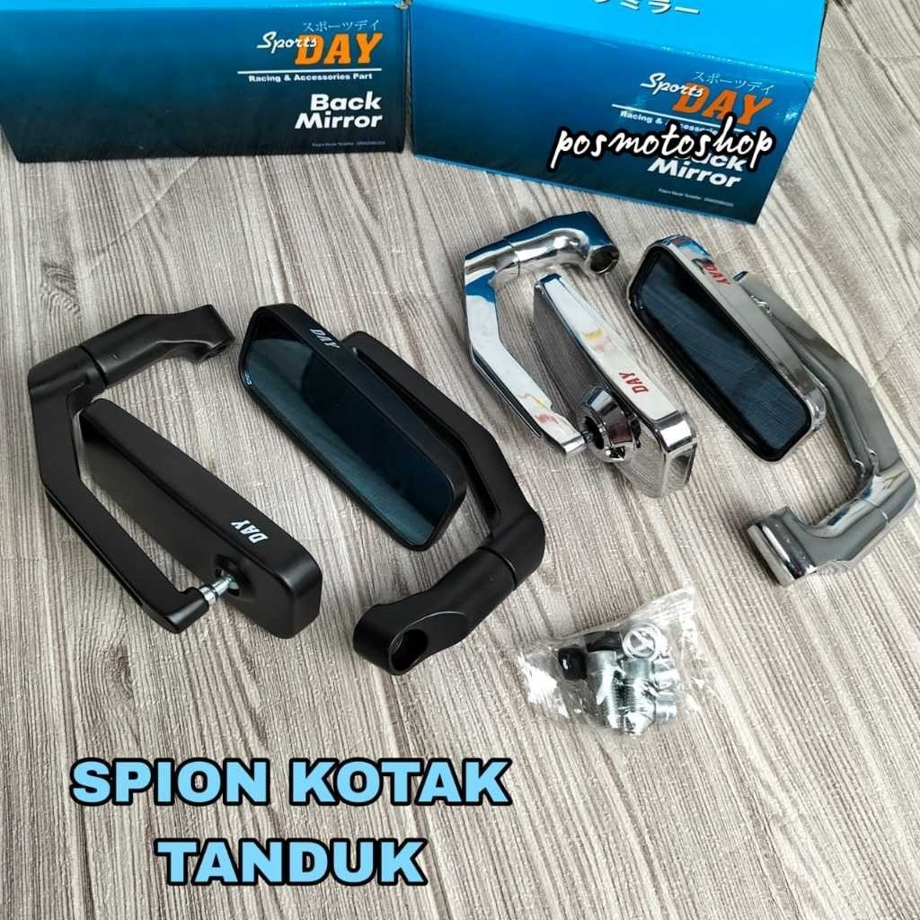 Spion Tanduk Spion DAY Tanduk Besi Oval Kotak Kaca Biru Drat Honda Yamaha Universal