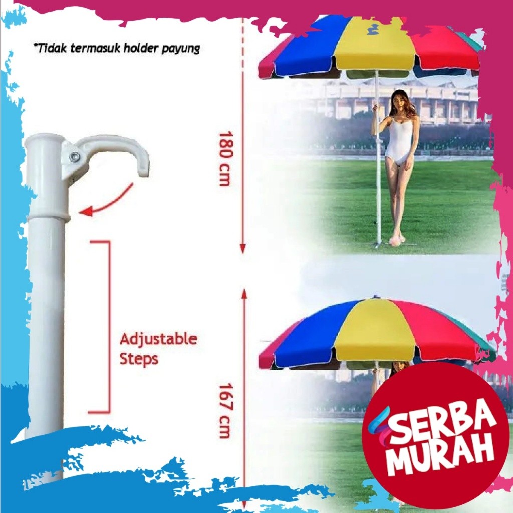 Payung Tenda Warna Warni Rainbow 200cm Besar