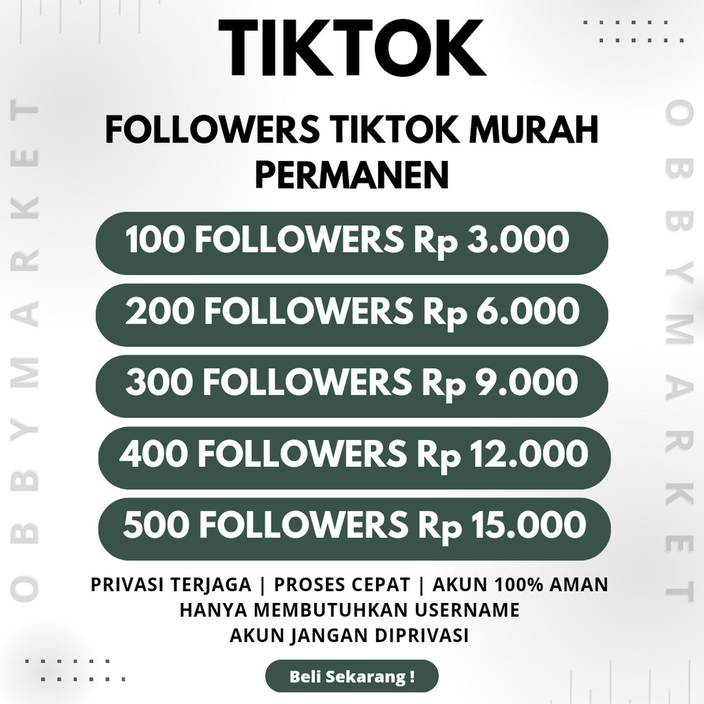 Followers Tiktok Permanen Murah Fast Proses / Pengikut Tiktok