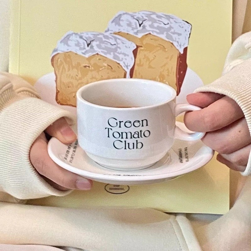 MINIHOME - PUREUN Teacup Cangkir Teh Set Dengan Piring Tatakan Saucer Dessert Plate Piring Kecil Mug