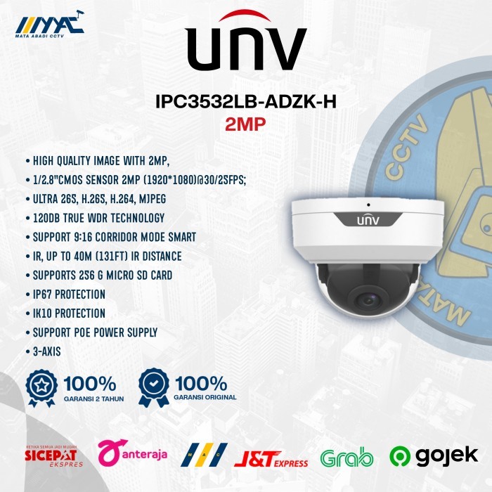 IP CAM CCTV UNV UNIVIEW IPC3532LB-ADZK-H Indoor Camera 2MP Varifocal