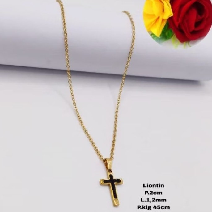 kalung rantai Titanium salib fashion wanita