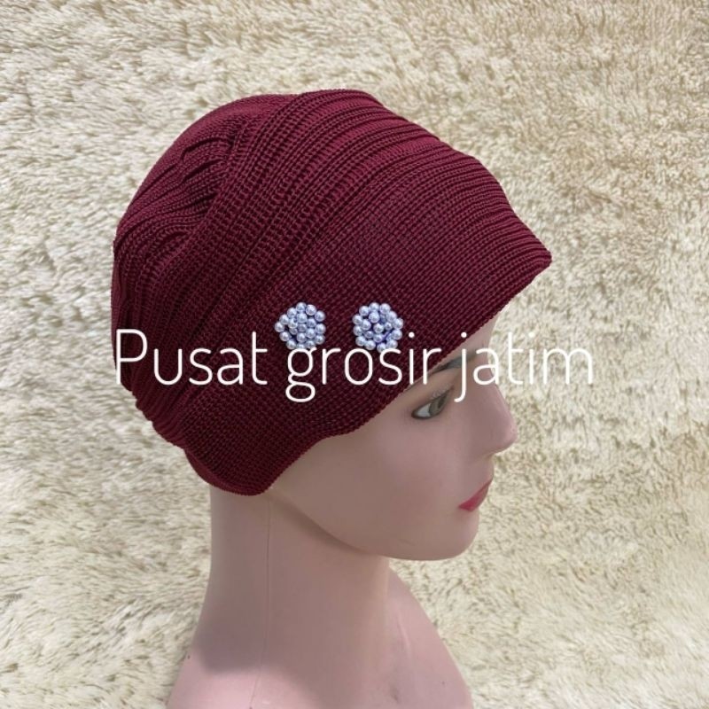 S24 Kerpus hijab nenek topi ciput rajut ibu tebal emak kupluk wanita fashion import