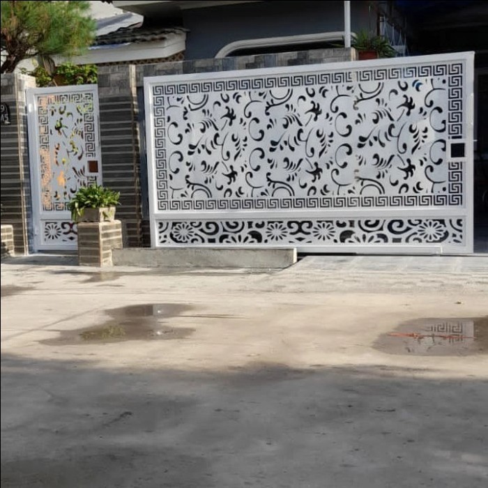 cutting laser besi plat pagar minimalis modern