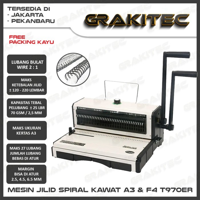 

Mesin Jilid Spiral Kawat T970ER 2:1 F4 & A3 Lubang Bulat