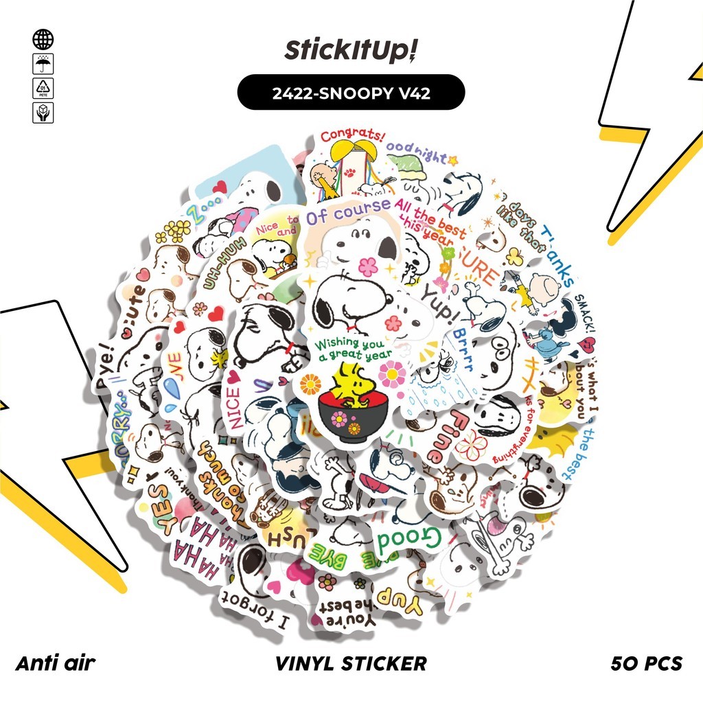 

COD✨ 50 Pcs Stiker SNOOPY V42 Lucu Anti Air Untuk Dekorasi Notebook Sepeda Skateboard Handphone DIY