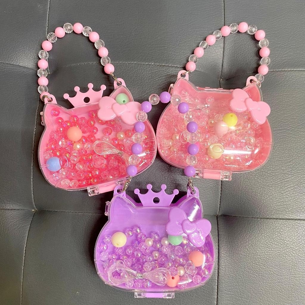 DIY TAS Meronce Anak Mainan Merangkai Gelang Kalung Meronce Candy Grosir