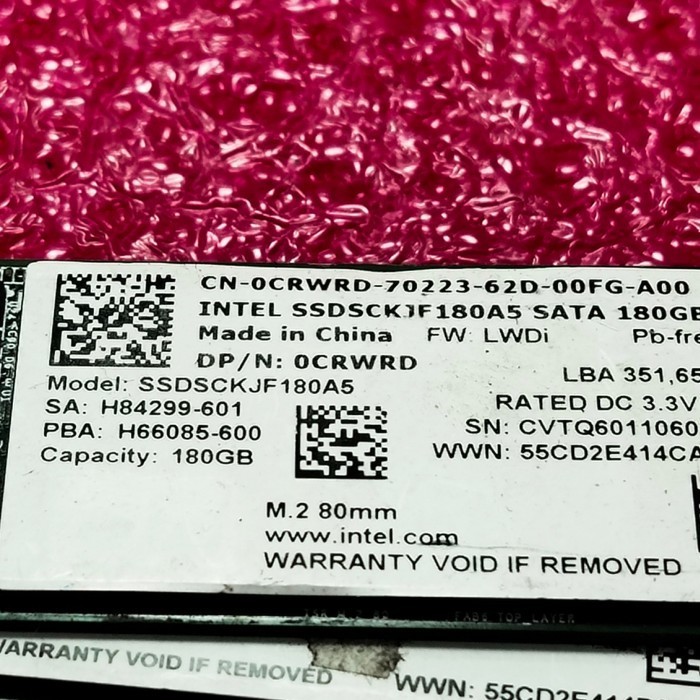 DELL INTEL 180GB SSD M.2 80MM SSDSCKJF180A5 DP/N 0CRWRD