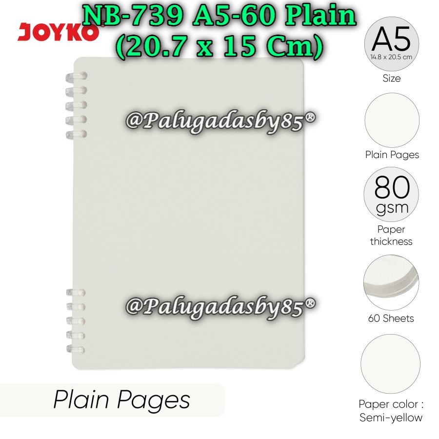 

(1 Biji) GROSIR Refillable Spiral Book JOYKO NB-739 A5-60 Plain / Buku Catatan Joyko NB-739 Plain