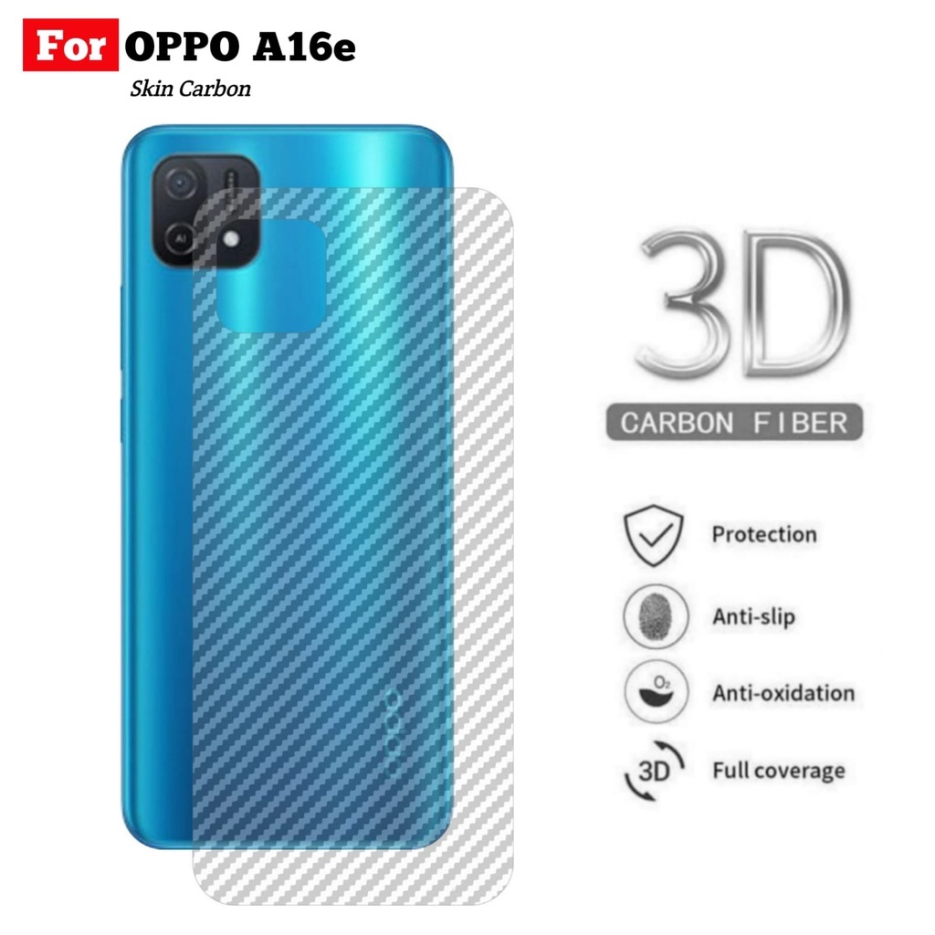 ( AS ) Garskin Skin Carbon OPPO A16e / OPPO A16k Back Skin Transparant Premium Pelindung Belakang Ha