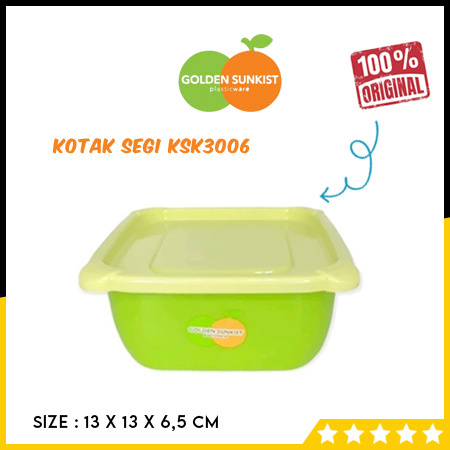 Kotak Nasi Plastik Tutup Segi Kecil Golden Sunkist KSK3006
