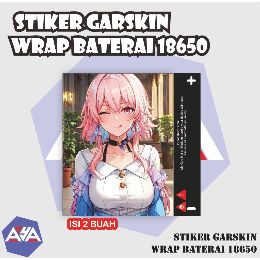 ⭐⭐⭐⭐⭐ isi 2 Stiker Garskin Wrap Baterai 18650 WAIFU 2 girl / request garskin wrap sticker