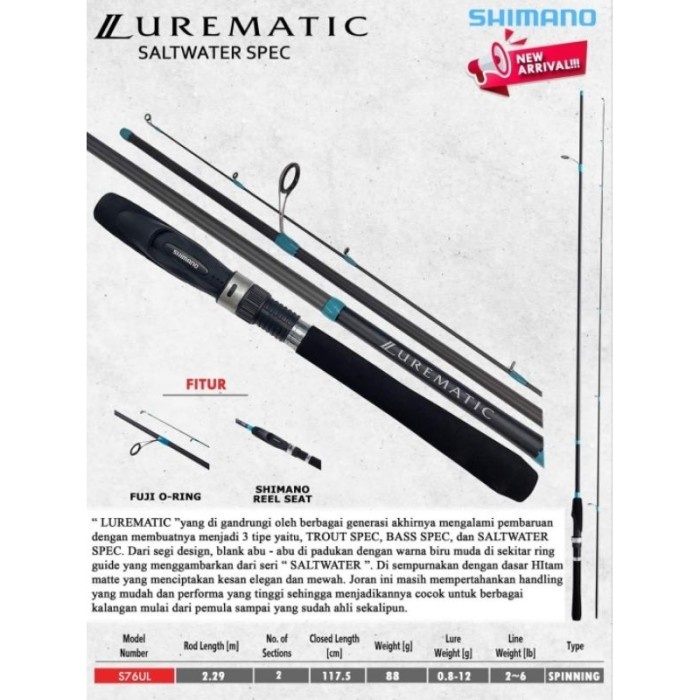 Joran pancing SHIMANO LURE MATIC 76UL | Spinning | garansi resmi