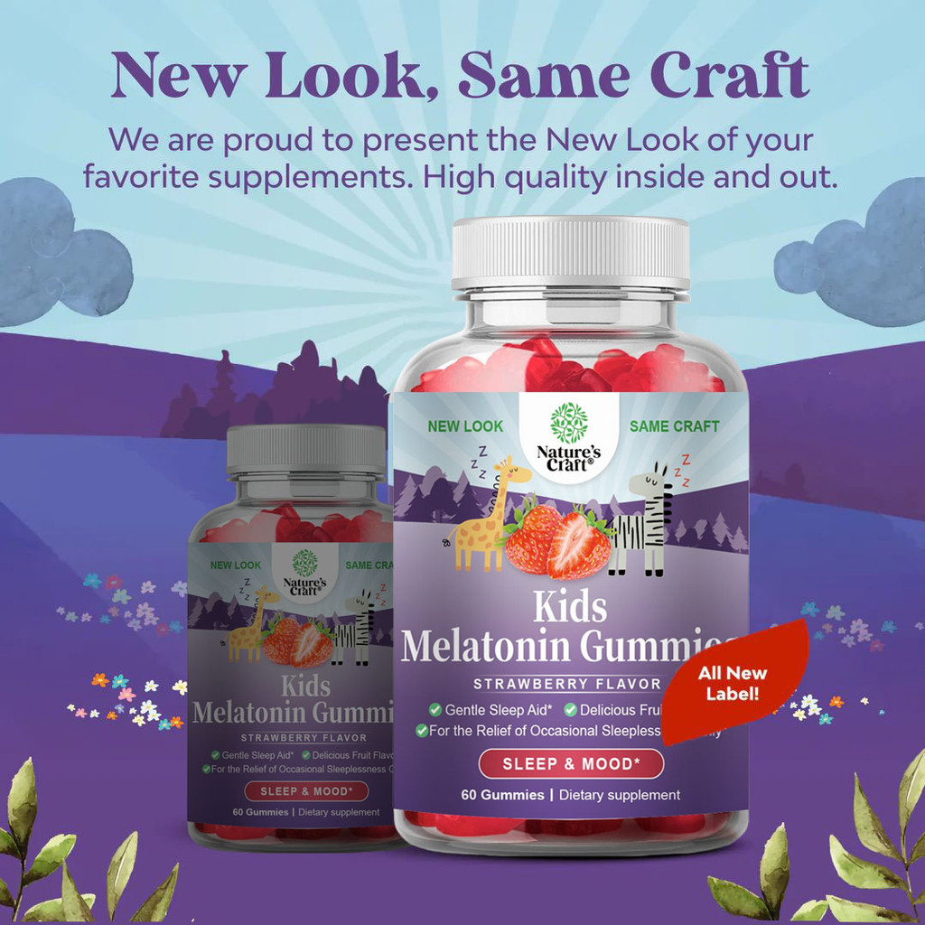 Melatonin Gummies for Kids Sleep Support - Hassle-Free Kids Melatonin Gummies for Mood Support -